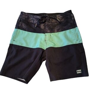 Billabong Kids Black and Mint Swim Trunks